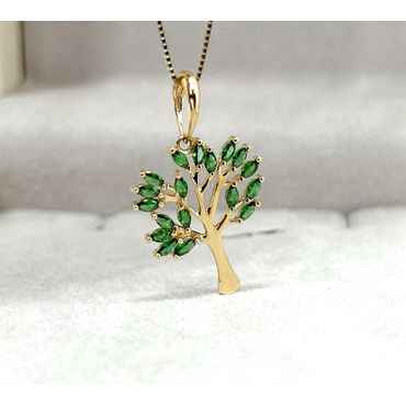 Pingente Arvore da Vida Esmeraldas - Helder Joalheiros 