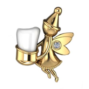 Pingente Fada do Dente em Ouro 18k com Diamante - Helder Joalheiros 