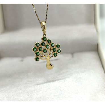 Pingente em Ouro 18k Árvore da vida com Esmeraldas - Helder Joalheiros 