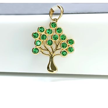 Pingente em Ouro 18k Árvore da vida com Esmeraldas - Helder Joalheiros 