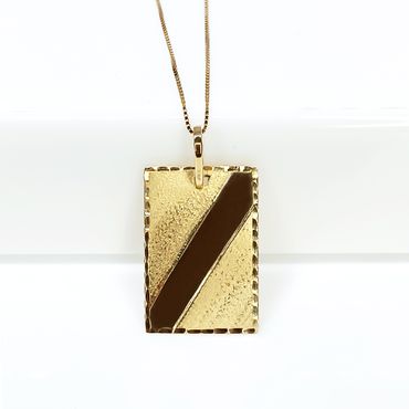 Pingente em Ouro 18k Placa Retangular com Faixa - Helder Joalheiros 