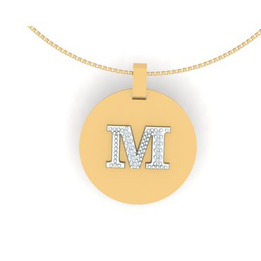 Pingente em Ouro 18k Placa Personalizada com Inicial cravejada - Helder Joalheiros 