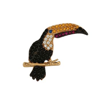 Pingente em Ouro 18k Coleção Fauna ave Tucano cravejada - Helder Joalheiros 