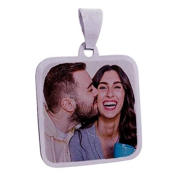 Pingente Placa Laser Quadrado com Fotos em Ouro 18k - Helder Joalheiros 