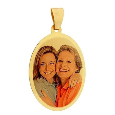 Pingente Placa Laser Oval com Fotos em Ouro 18k - Helder Joalheiros 