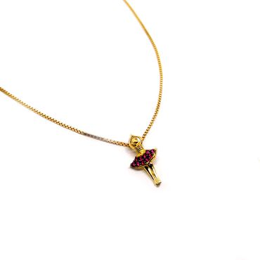 Pingente Bailarina em Ouro 18k com Zircônias - Helder Joalheiros 