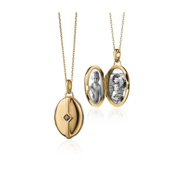  Relicário Oval Diamante Lumina em Ouro 18k com Diamantes - Helder Joalheiros 
