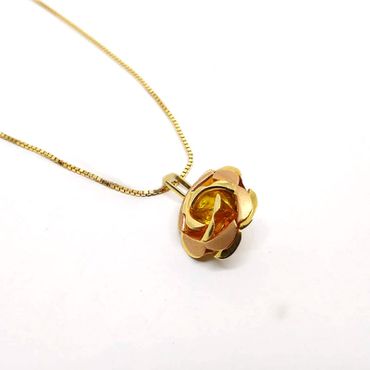 Pingente Flor em Ouro 18k Rosê e Amarelo - Helder Joalheiros 