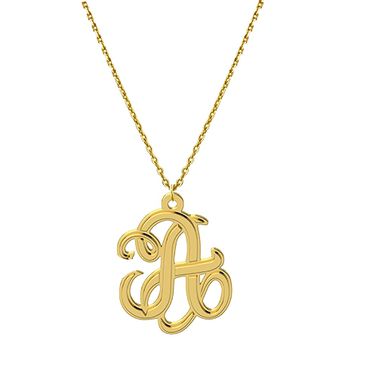Gargantilha Pingente Letra com Corrente Elo Português - Ouro 18k 750 - Helder Joalheiros 