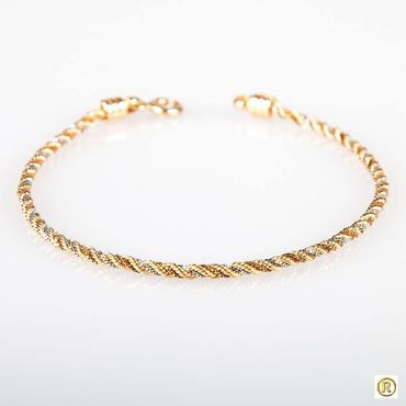 Pulseira 18k Cordão Tricolor - Helder Joalheiros 