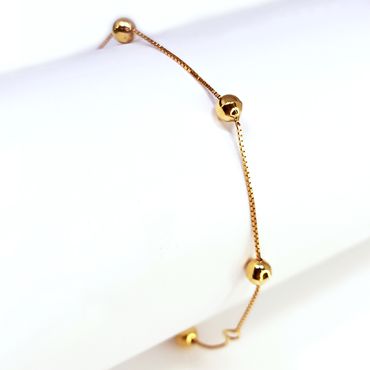 Pulseira Infantil em Ouro 18k Bolinha com corrente Veneziana - Helder Joalheiros 