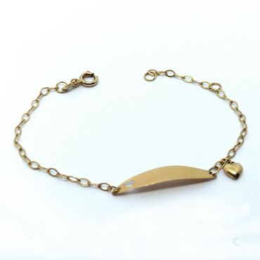 Pulseira em Ouro 18k Plaquinha Com Berloque de Coração Vazado - Helder Joalheiros 