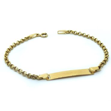 PULSEIRA EM OURO 18K 750 INFANTIL ELO PORTUGUÊS COM PLAQUINHA - Helder Joalheiros 