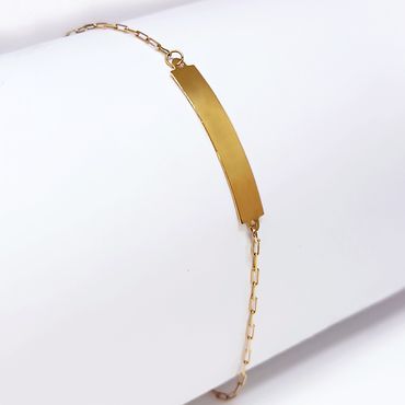 Pulseira Infantil Ouro 18k Cadeado com Plaquinha - Helder Joalheiros 