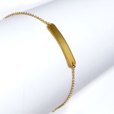 Pulseira Infantil em Ouro 18k com Plaquinha Laterais Fosca - Helder Joalheiros 