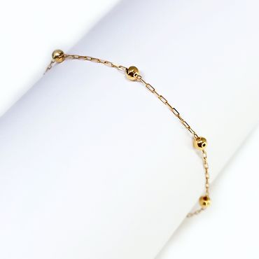 Pulseira Infantil Ouro 18k Cadeado Bolinha 3mm - Helder Joalheiros 