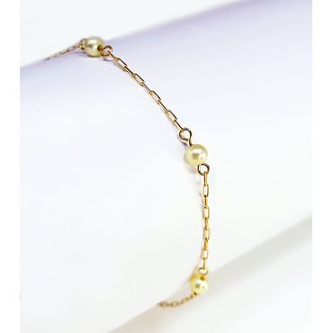 Pulseira Infantil em Ouro 18k Cadeado com Pérola - Helder Joalheiros 