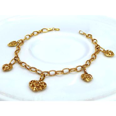 Pulseira em Ouro 18k Corações Vazados - Helder Joalheiros 