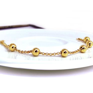 Pulseira com Bolas de 7mm e Elo Português - Helder Joalheiros 