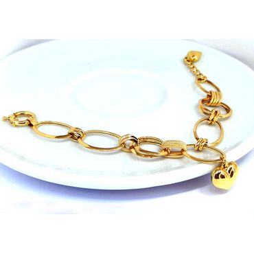 Pulseira com Pingente Coração e Elos Ovais - Helder Joalheiros 
