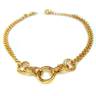 Pulseira em Ouro 18k Elos centrais lisos e diamantados - Helder Joalheiros 