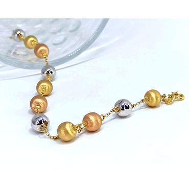 Pulseira Tricolor Bolas Foscas - Helder Joalheiros 