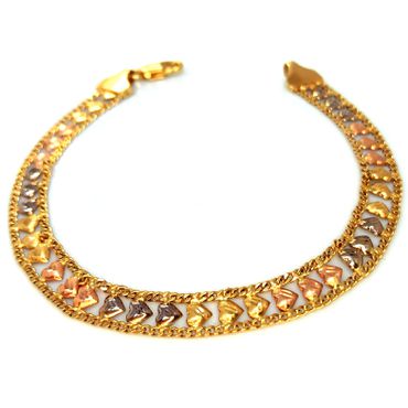 Pulseira em Ouro 18k Grume Lateral com Corações - Helder Joalheiros 