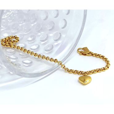 Pulseira em Ouro 18k Elo Português com Fecho Coração - Helder Joalheiros 