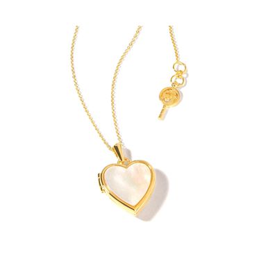 Relicário Coração de Afeto de Coração com Madre Pérola - Ouro 18k - Helder Joalheiros 