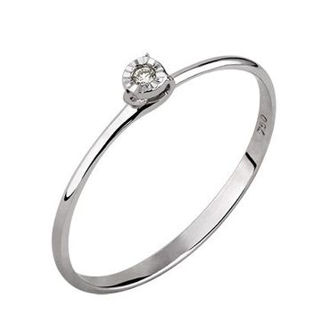 Solitário em Ouro Branco 18k Aro Fino Elevado com Diamantes - Helder Joalheiros 