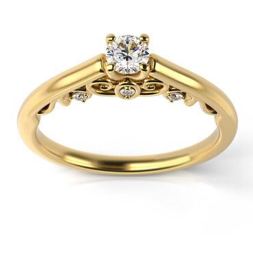 Solitário em Ouro 18k Trabalhado com Diamantes - Helder Joalheiros 