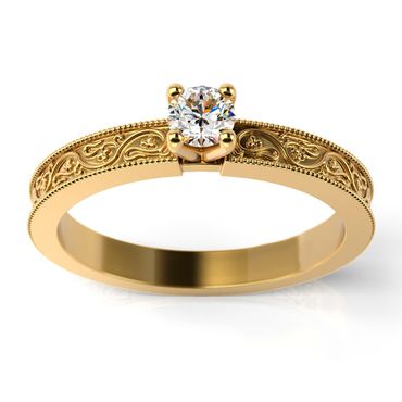Solitário em Ouro 18k Trabalhado com Diamante - Helder Joalheiros 