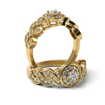 Solitário em Ouro 18k Trabalhado com Diamantes - Helder Joalheiros 