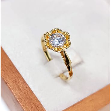 Anel Solitário em Ouro 18k Flor Personalizado e Trabalhado - Helder Joalheiros 