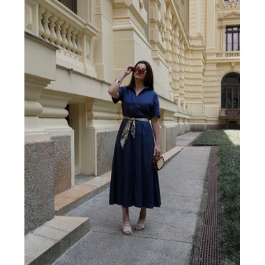 Chemise Olga Lyocel Azul Marinho