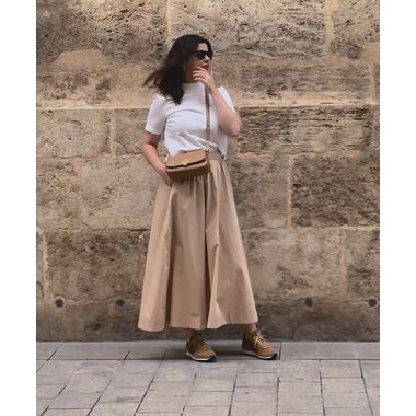 Saia Godê Algodão Hepburn Bege 