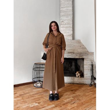 Vestido Chemise Clementine Linho Marrom