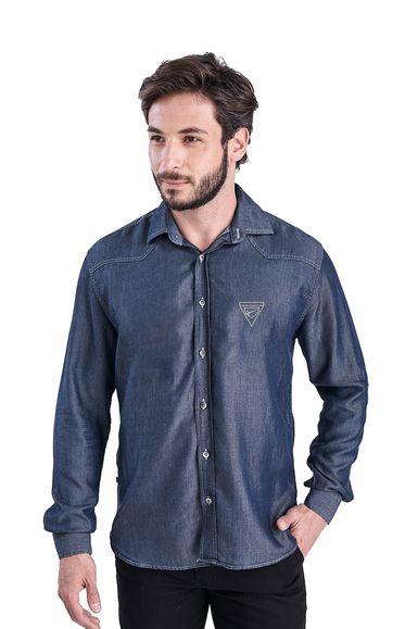 Camisa Jeans Manga Longa Desbravadores Masculina - IPROMOVE