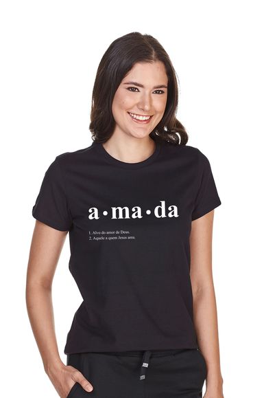 Camiseta Baby Look Amada Devocional Jovem Feminina - IPROMOVE