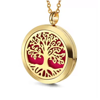 Colar Difusor - Pingente 25mm - Árvore da Vida - Dourado - Aço In... - Aroma Acessórios