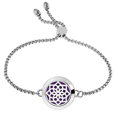 Pulseira Difusor - Pingente 20mm - Mandala - Prateado - Aço Inox - Aroma Acessórios
