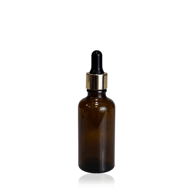 Frasco De Vidro Âmbar Conta-Gotas 50ml Kit c/5 - Dourado - Aroma Acessórios