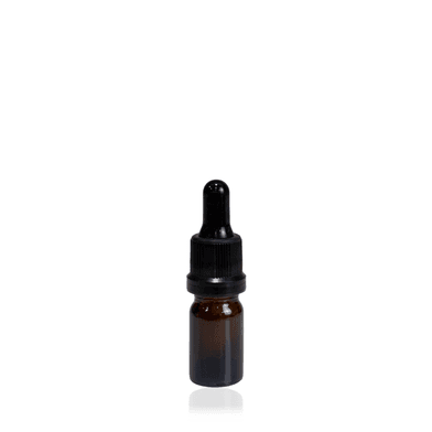 Frasco De Vidro Âmbar Conta-Gotas 05ml Kit c/5 - Preto Lacre - Aroma Acessórios