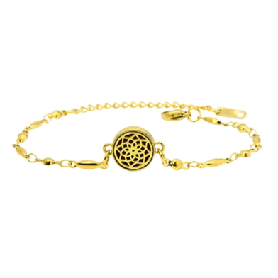 Pulseira Difusor - Pingente 10mm Mini - Mandala - Dourado - Aço I... - Aroma Acessórios
