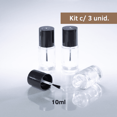 Frasco de Vidro Para Esmalte 10ml Kit c/3 - Incolor - Aroma Acessórios
