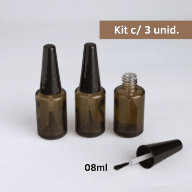 Frasco de Vidro Para Esmalte 08ml Kit c/3 - Âmbar - Aroma Acessórios