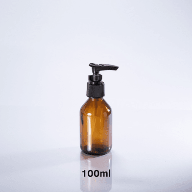 Frasco De Vidro Âmbar 100ml + Válvula Pump R24 - Preta - Aroma Acessórios