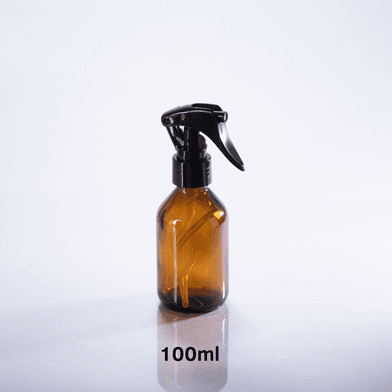 Frasco De Vidro Âmbar 100ml + Mini Gatilho Spray Preta R24 - Aroma Acessórios