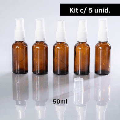Frasco De Vidro Âmbar Spray 50ml Kit c/5 - Branca - Aroma Acessórios