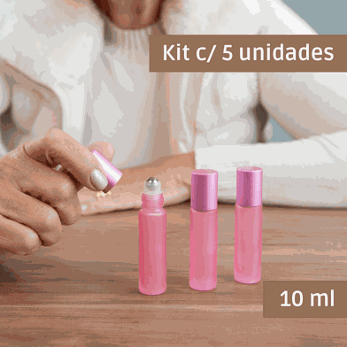 Frasco De Vidro Roll-on Grosso 10ml Rosa - Aroma Acessórios